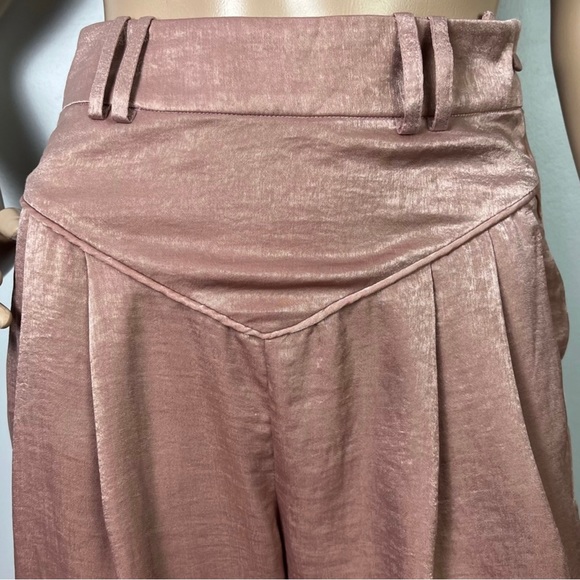 NEW L’ACADEMIE REVOLVE PINK SATIN TIE CUFF PANTS - Picture 3 of 8